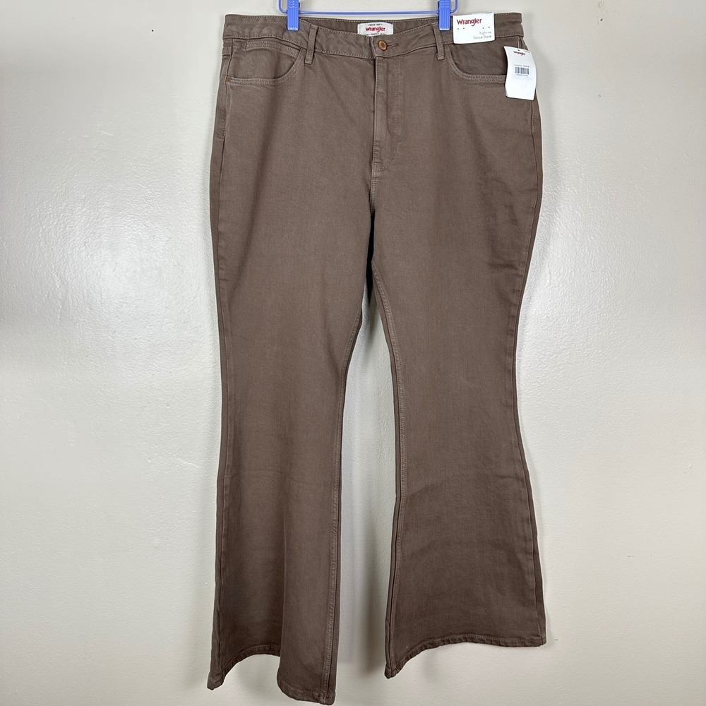 Wrangler Women's 18/34x30 Fierce‎ Flare Jeans Brown High Rise Stretch 112357605